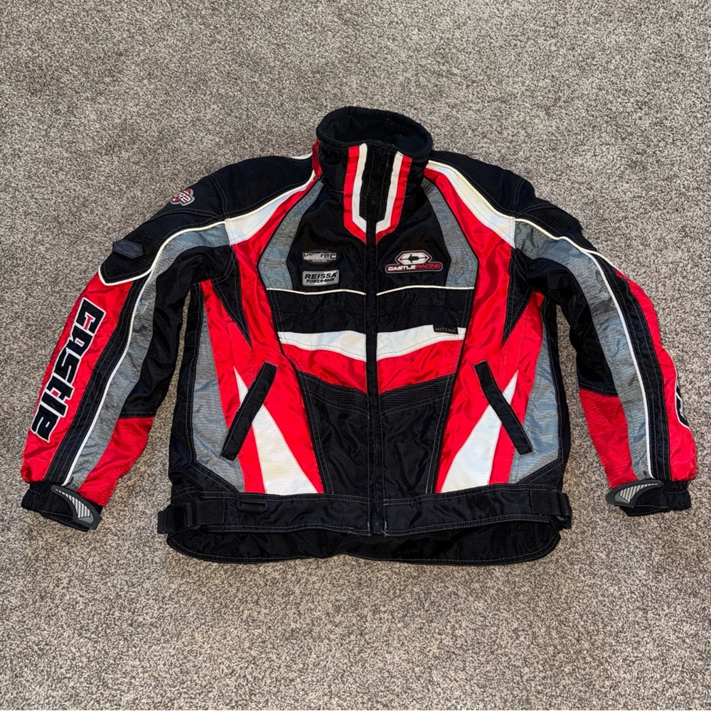 Red and Black Castle X Racing Jacket Youth XL EUC Snowmobile Winter